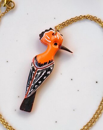 Naszyjnik dudek, amulet z dudkiem, zawieszka w kształcie ptaka, boho, Dary Rusałki