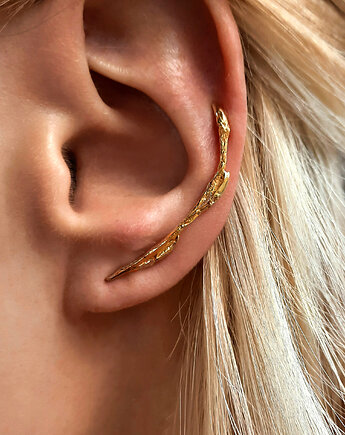 Kolczyk- nausznica GAŁĄZKA gold lewa -srebro pozłacane, nausznice, ZIĘBA