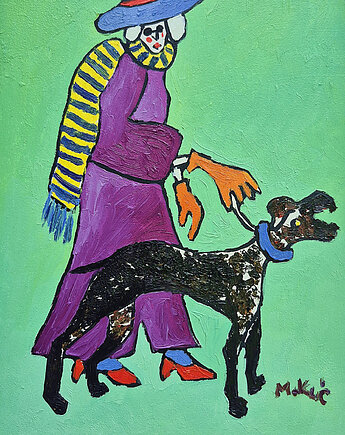 Obraz ręcznie malowany kolorowy obraz  portret babci, alice oil on canvas