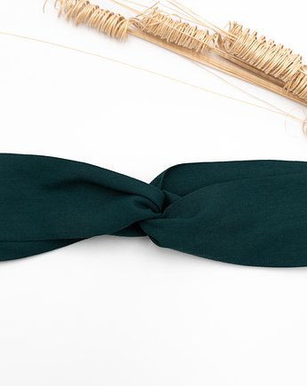 Opaska przeplatana butelkowa zieleń, wu handmade