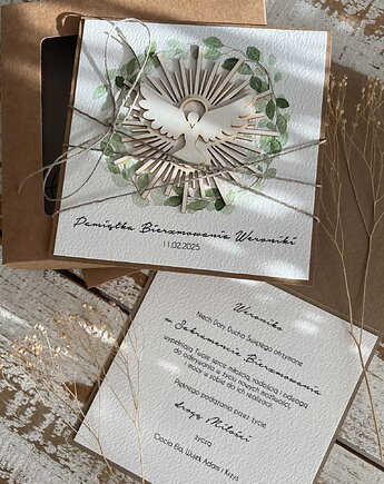 Ręcznie robiona kartka na bierzmowanie z personalizacją - prezent pamiątka bi, sorte