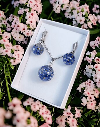 Zestaw kul z kwiatami Niezapominajki cyrkonia, Lovely Jewellery