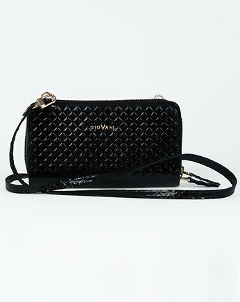 Mini torebka portfel damski marki GioVani (pikowana) Czarny, ZGS Stefania