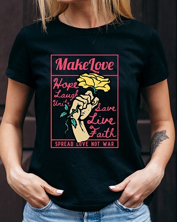 Koszulka damska czarna  Make love, ART ORGANIC