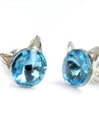 KOTY! Kolczyki - kryształy Swarovski - błękit, Marisella