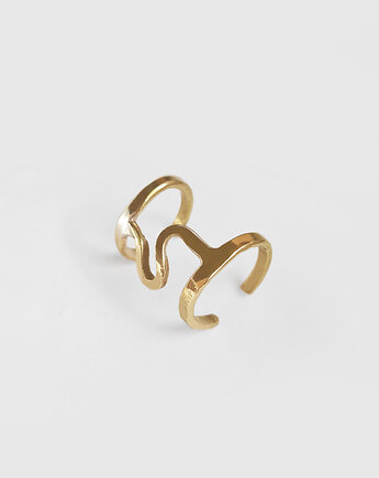 Podwójna nausznica SNAKE złocona na środek ucha, COCONUT