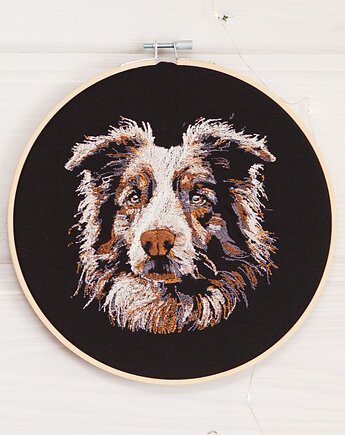 Owczarek Australijski haft w tamborku 20 cm, Plasun