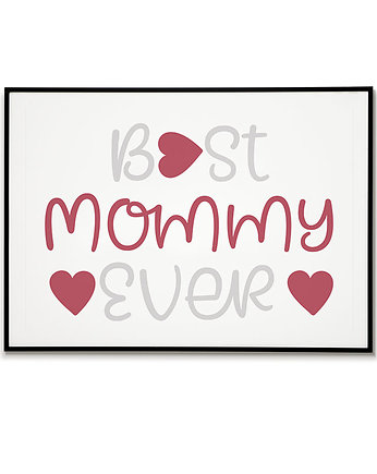 Plakat na Dzień Matki napisy Najlepsza Mama, Bajkowe Obrazki