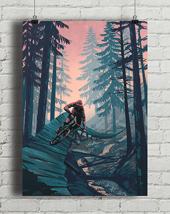 Ekstremalne kolarstwo górskie Enduro - plakat rowerowy MTB, minimalmill