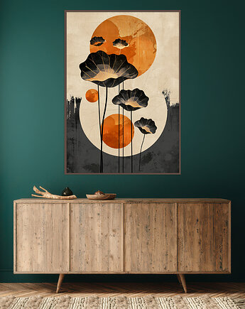 Lotus - Plakat, druk - Chiński Orient, Harmonia Zen, Roślinny #71, Black Sapphire Art