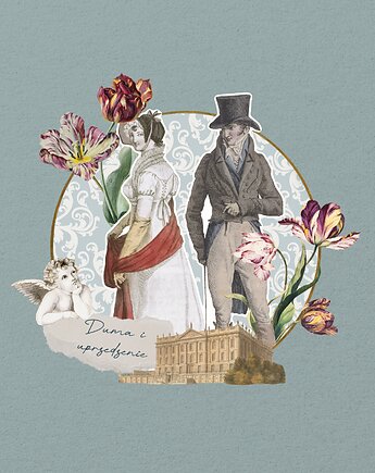 Plakat Kolaż Jane Austen Duma i Uprzedzenie, Pracownia RetroBotanica