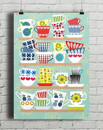 Skandynawskie kubki - plakat giclee, minimalmill