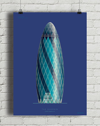 The Gherkin - plakat giclee art, minimalmill