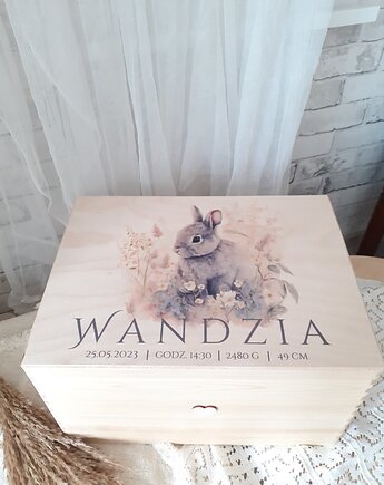 KRÓLICZEK pojemnik na zabawki kuferek wspomnień prezent chrzest roczek, LOO LOO DREAM