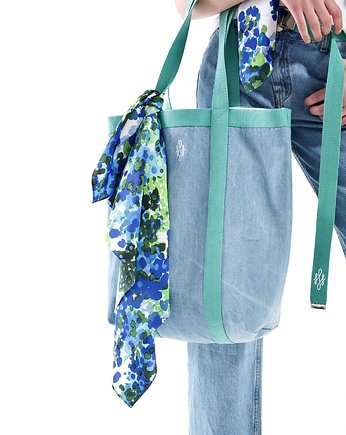 Denim Shopper  Bag /  white logo, EWE EME