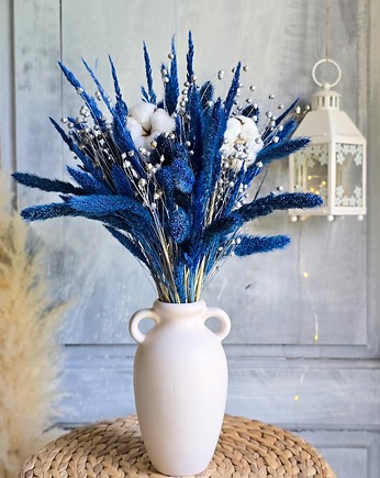 Zimowy bukiet z kwiatami bawełny - dekoracja do wazonu i na prezent, BohoSuszki
