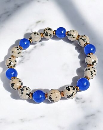 JASPER collection : bransoletka na gumce : jaspis & jadeit niebieski, kaktusia