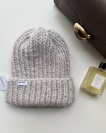 Wełniana czapka z dodatkiem alpaki 100% wełna handmade ręcznie robiona, GANGSTA KNIT