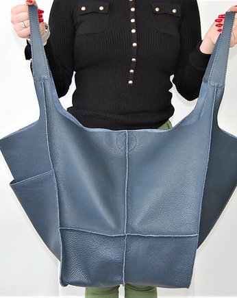 Duża skórzana torebka na ramię, bagoo