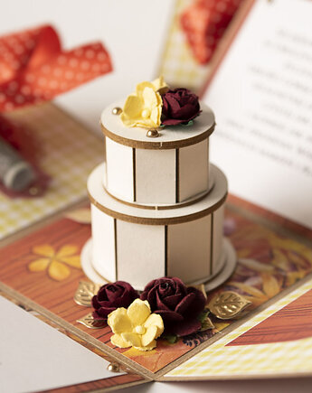 Pamiątka ślubu, exploding box, kartka 3d na wesele, Papiernik