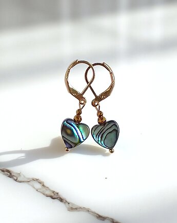 Kolczyki SERDUSZKA muszla paua : bigle angielskie GOLD, kaktusia