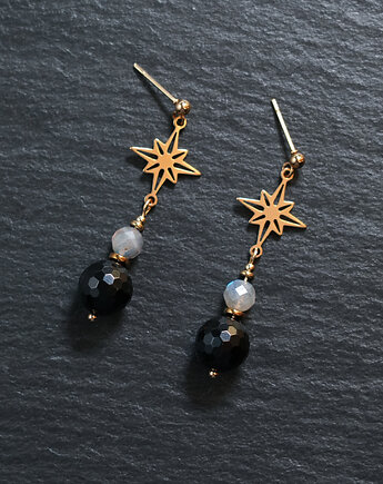 Kolczyki z gwiazdkami, onyksem i labradorytem, AT NOON