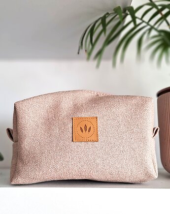 Kosmetyczka z różowej 'lnianej' plecionki, sabi tatka