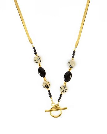 Naszyjnik płaska Żmijka z owalnych Onyksów - dobrobyt i witalność, Kulka Bransoletki