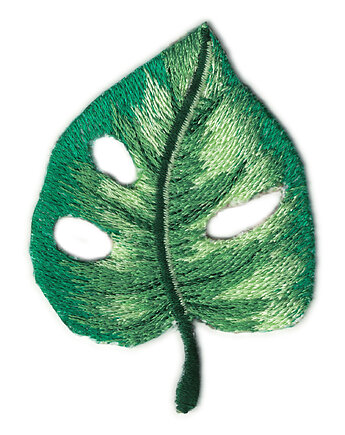 Naszywka naprasowanka MONSTERA ZIELONA termoprzylepna haft 5,5x7,5cm, Wyszywane