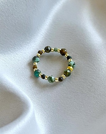 Pierścionek elastyczny - Turkus Afrykański, Gleeme Jewellery