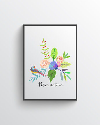 Plakat. Kwiaty i ptaki, Love Life and Forest