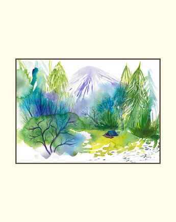 Camping w górach - plakat akwarelowy, ewaziembicka