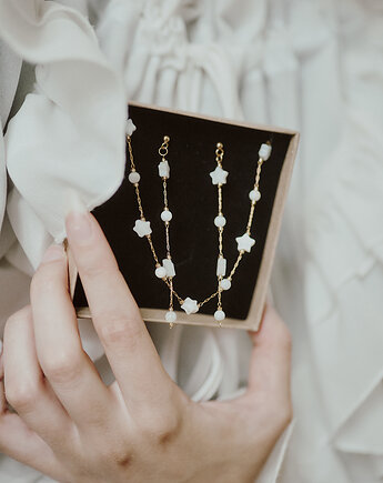 Zimowy komplet z masy perłowej, Okruszek Biżuteria