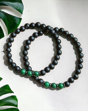 KOMPLET dla PARY :: malachit - kamień miłości - onyks matowy, kaktusia