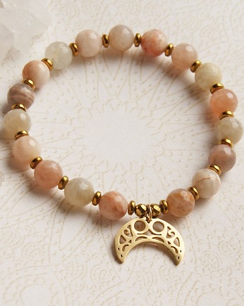 OPTYMIZM : kamień słoneczny & lunula ażurowa, kaktusia