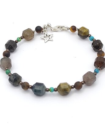 Turmaliny kolory ziemi - srebrna bransoletka, Studio Gazela