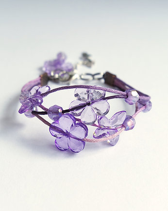 Bransoletka - Fioletowe motyle - sznureczki, yenoo