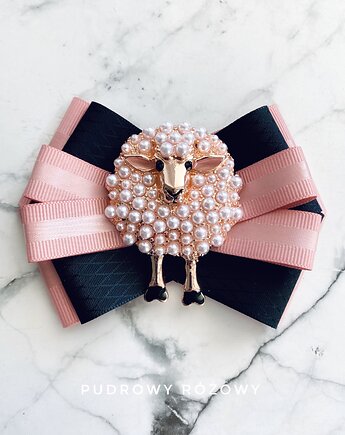 Brosza z niesamowitą Owieczka z perełek New, Pudrowy Różowy