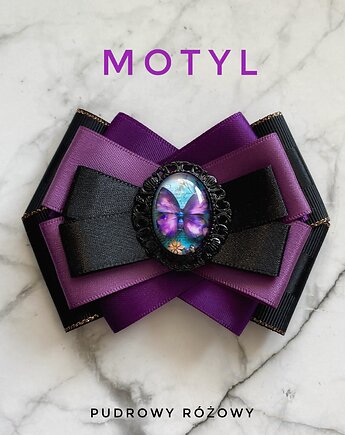 Kolekcja MOTYL, motylek zamknięty pod kaboszonem NEW, Pudrowy Różowy