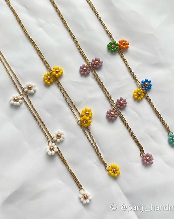 Naszyjnik kwiatki na łańcuszku, Panji Handmade