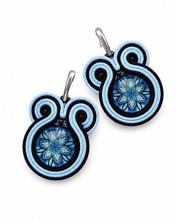 Niebieskie kolczyki sutasz z mandalą, Mró Soutache