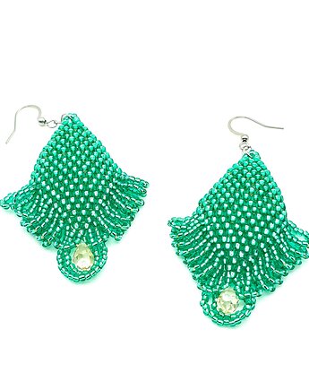 Królewskie Romby Dark Peridot - Kolczyki z kryształami, Bead Wonderful