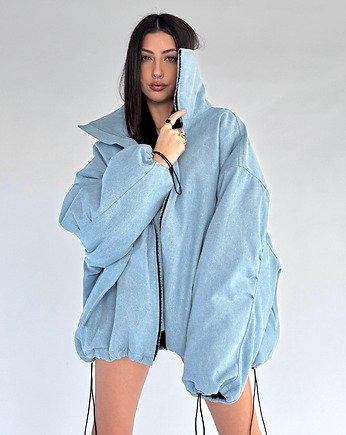 Kurtka jeansowa typu bomber oversize denim light blue, REST Factory