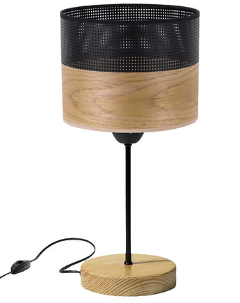 Lampka Nocna Stołowa Dębowa Abażur Fornir E27 LED, SkyLighting