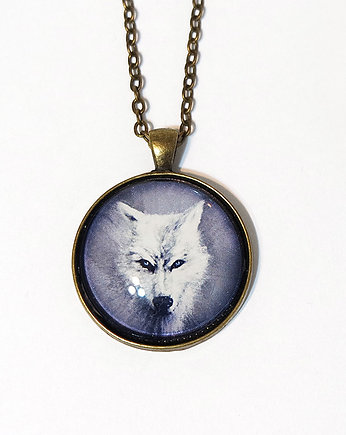 Naszyjnik, medalion - Biały wilk - prosty, yenoo
