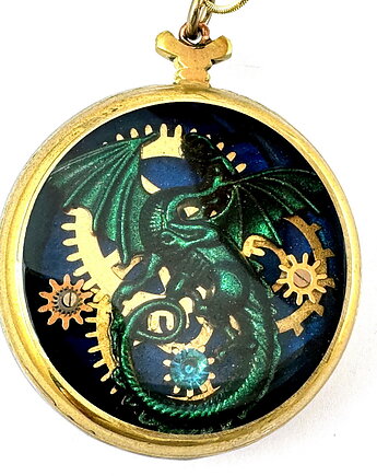 WISIOR - Dragon green & Zodiac sun (Old Base) (handmade), DROBINY CZASU