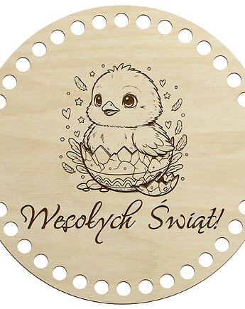 Podstawa Baza Spód Drewniana Taca OKRĄGŁA 20 cm do Koszyka Wielkanocnego, smxdsgn