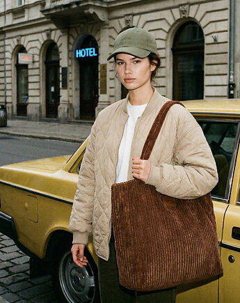 Duża torba ze sztruksu Mili Cozy - Espresso, Militu