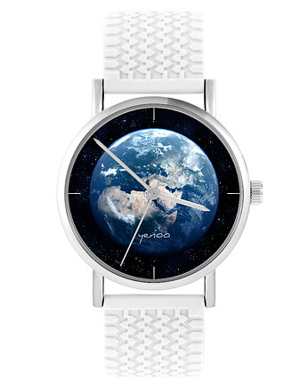 Zegarek - Ziemia - silikonowy, biały, yenoo
