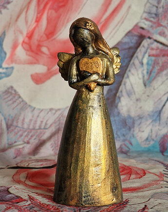 Rzeźba z gipsu Anioł Czułości złoty wys. 11,6 cm, JBJart Justyna Jaszke
